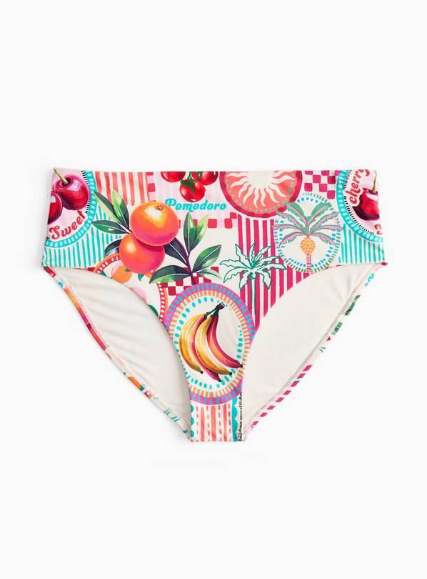 Postcard Print Full Brief Bikini Bottoms 14